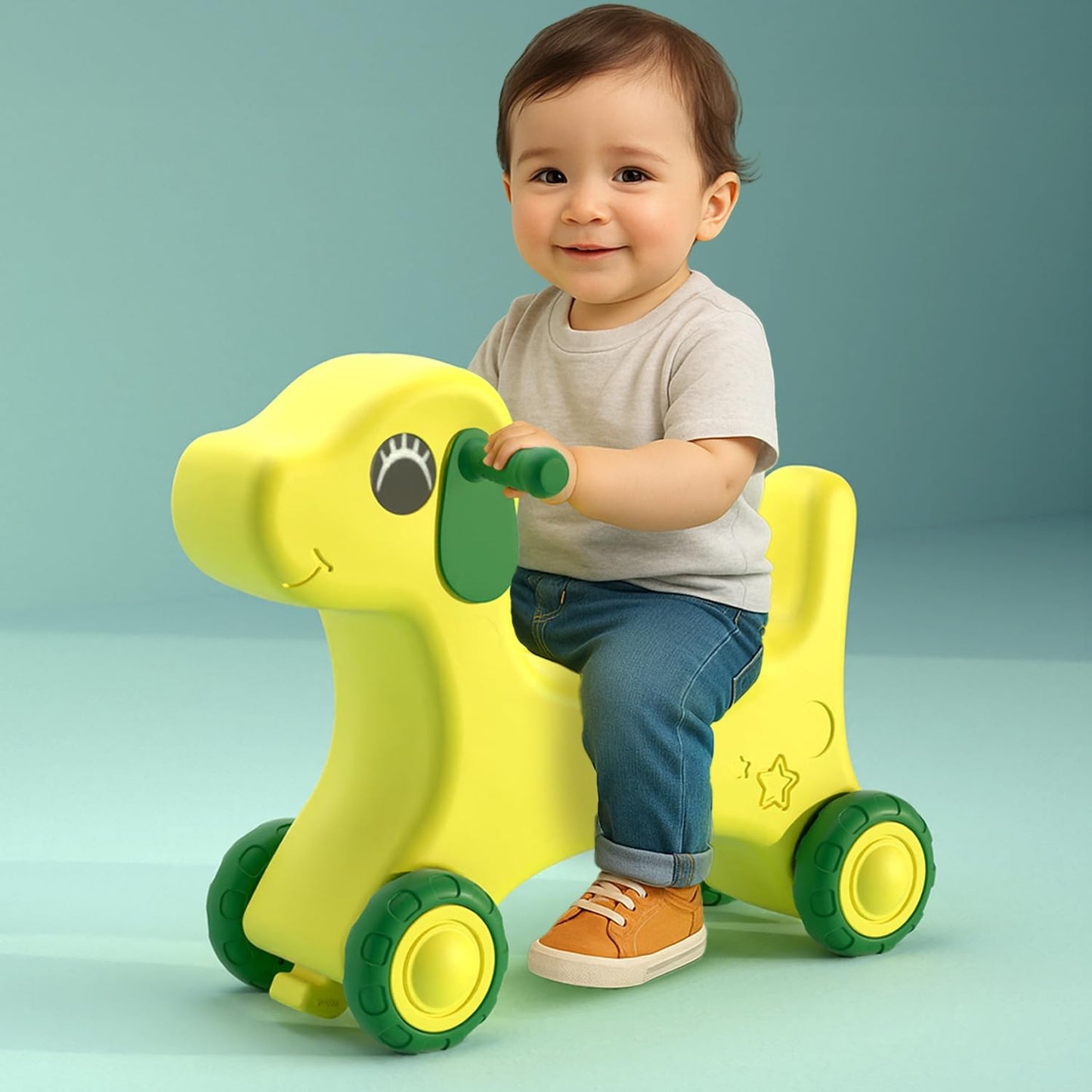 Lunom Cuppy Puppy Push Ride for 1+ Year Kids – Safe & Smooth-Edged Ride-On Toy