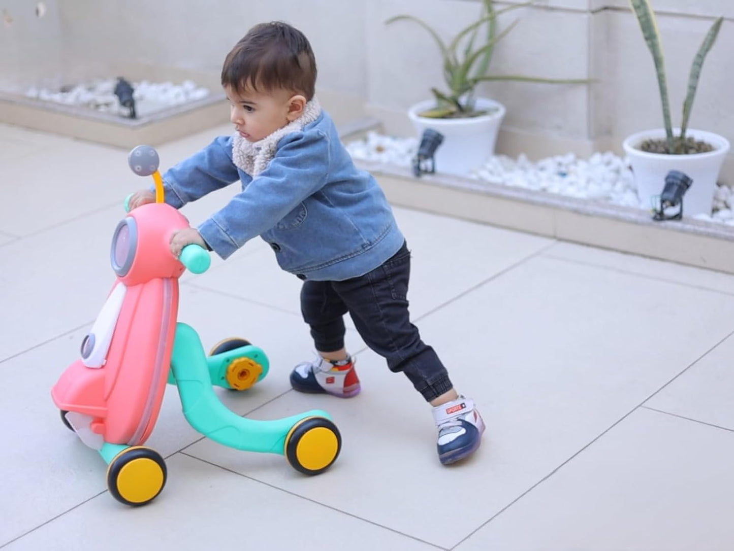 Grindle Tiny Step Baby Walker – Early Learning Activity Center with Lights, Sounds & Ball Game, Push Walker for Babies