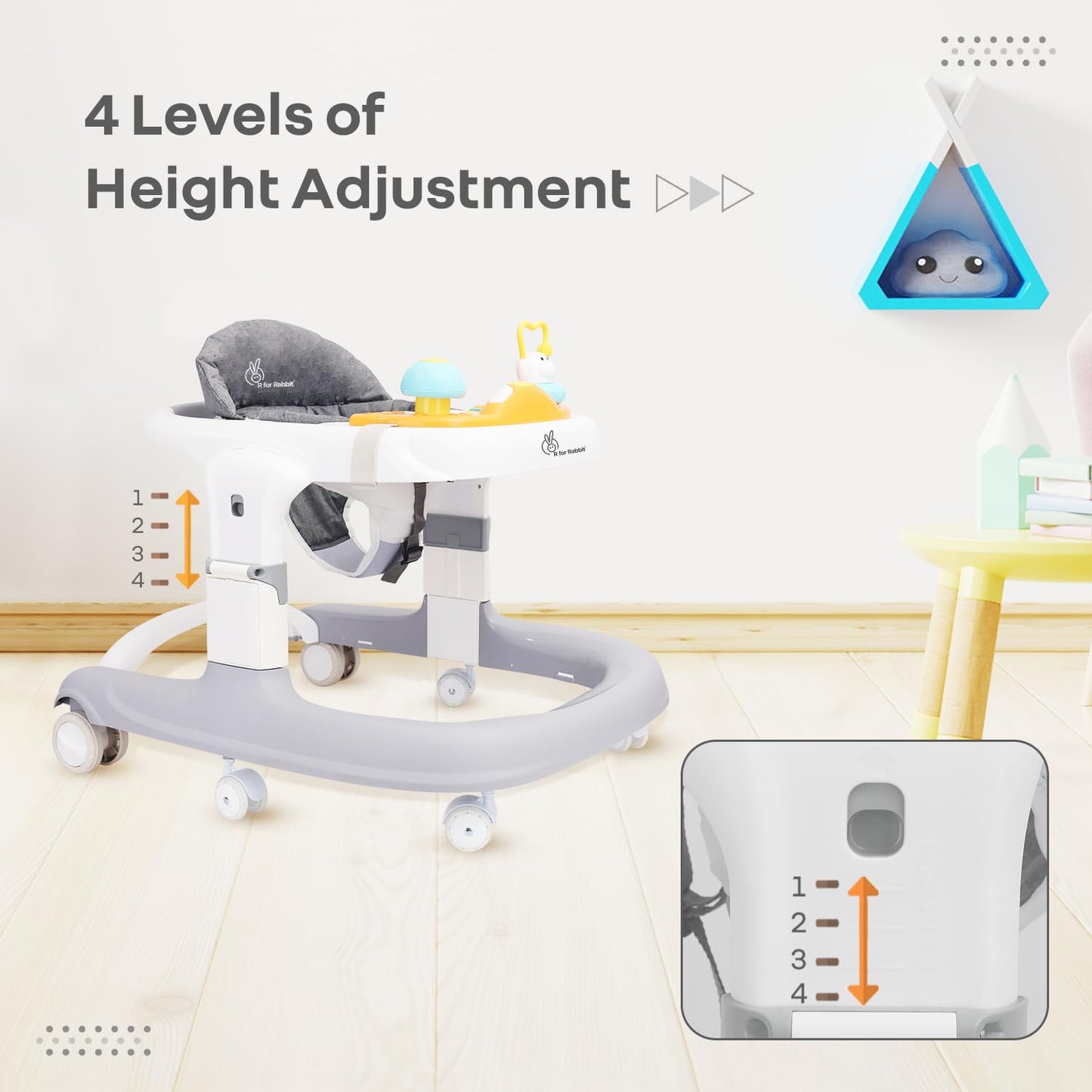Rovilo Little Feet Sportz Musical Push Baby Walker for Boys & Girls Aged 9–18 Months – Fun Activity Walker