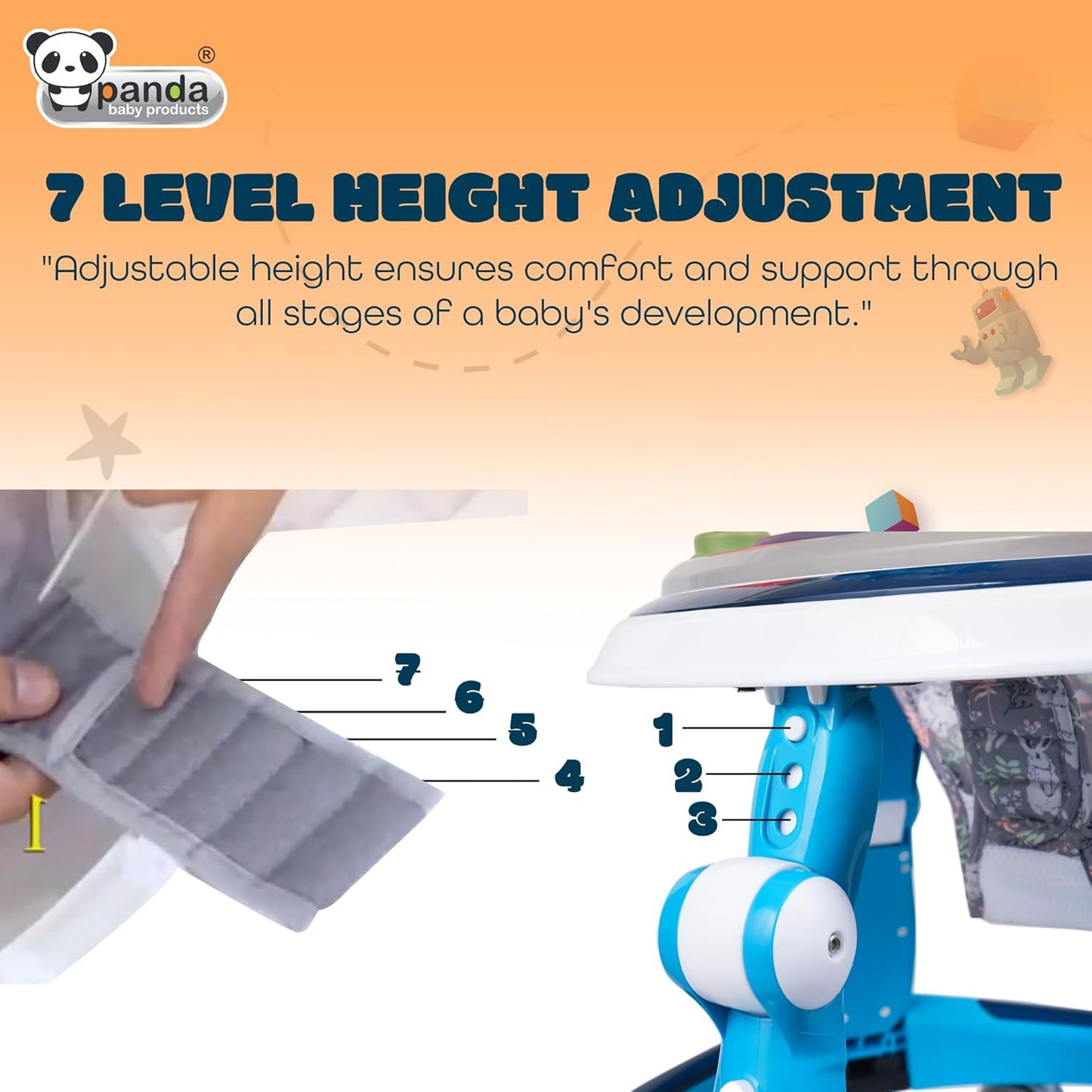 Pibblo Baby Walker for 6 to 24 Months with Convertible Meal Tray & Musical Play Panel – Safe & Fun for Babies