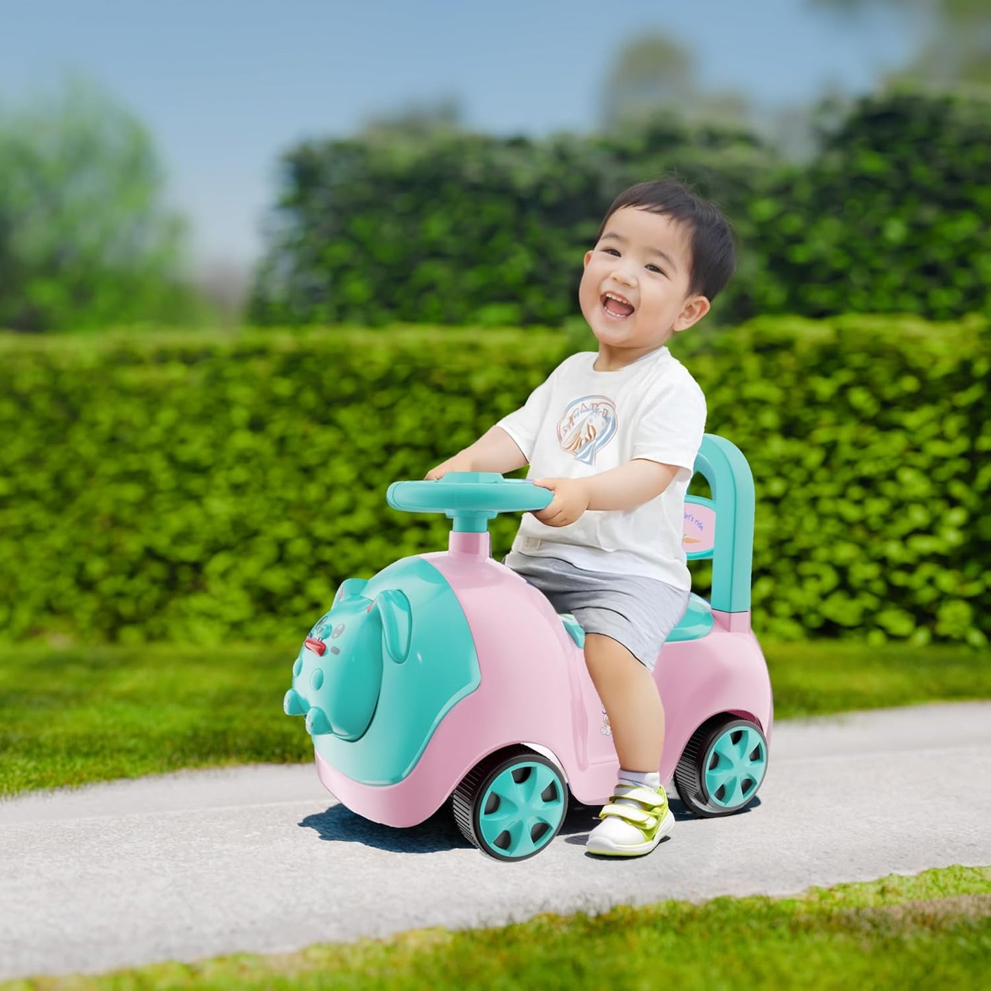 Cudomi Kids Bunny Ride-On Swing Car – Baby-Friendly Magic Car with Smooth Wheels & LED Lights for Indoor/Outdoor Fun